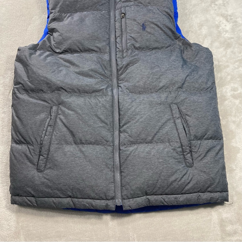 Polo Ralph Lauren Quilted Puffer Down Reversible Full Zip Vest Boys XL Grey/Blue - Picture 4 of 13